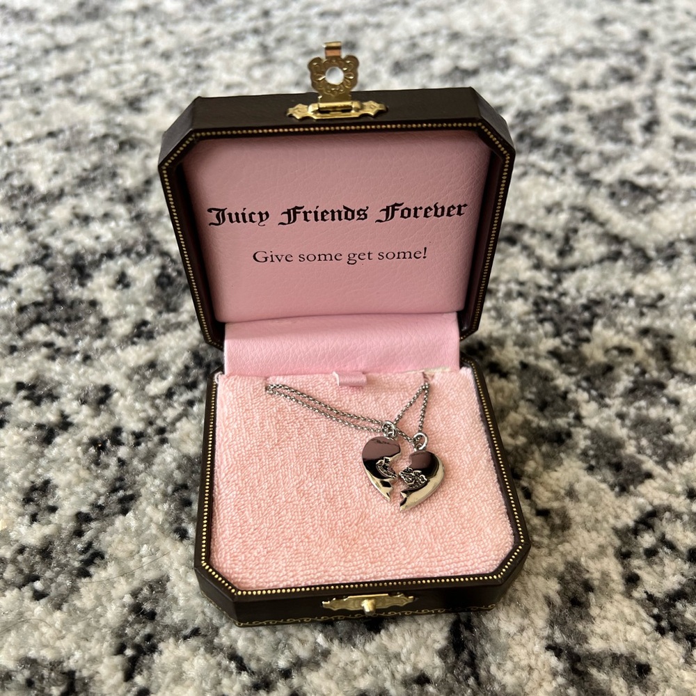 Vintage Juicy Couture Silver Tone Friendship Necklaces